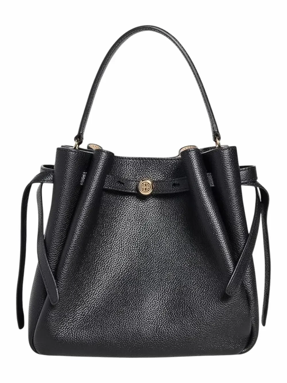 Tory Burch Romy Bucket Bag Black Pebble Leather